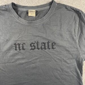 Chicka-d NC State Wolfpack Women L Gray Rhinestone Cropped T-Shirt New With Tags